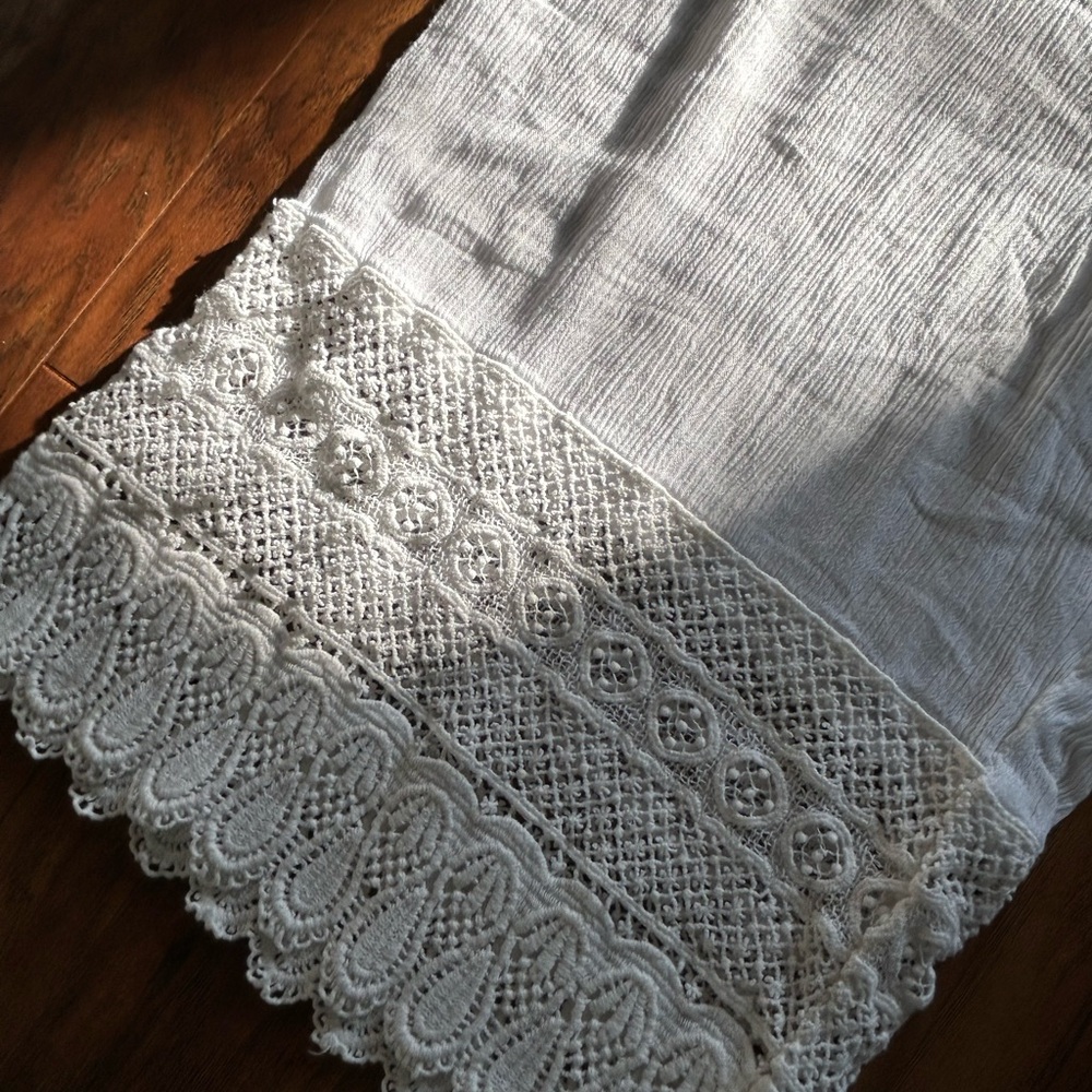 White Lace-Trim Wide Leg Jumpsuit Perfect For The Beach Vacation Summer - Picture 3 of 8